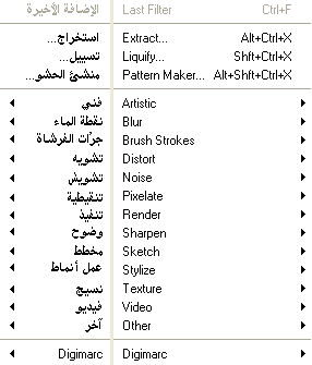 شرح قائمة اضافات او Filter
