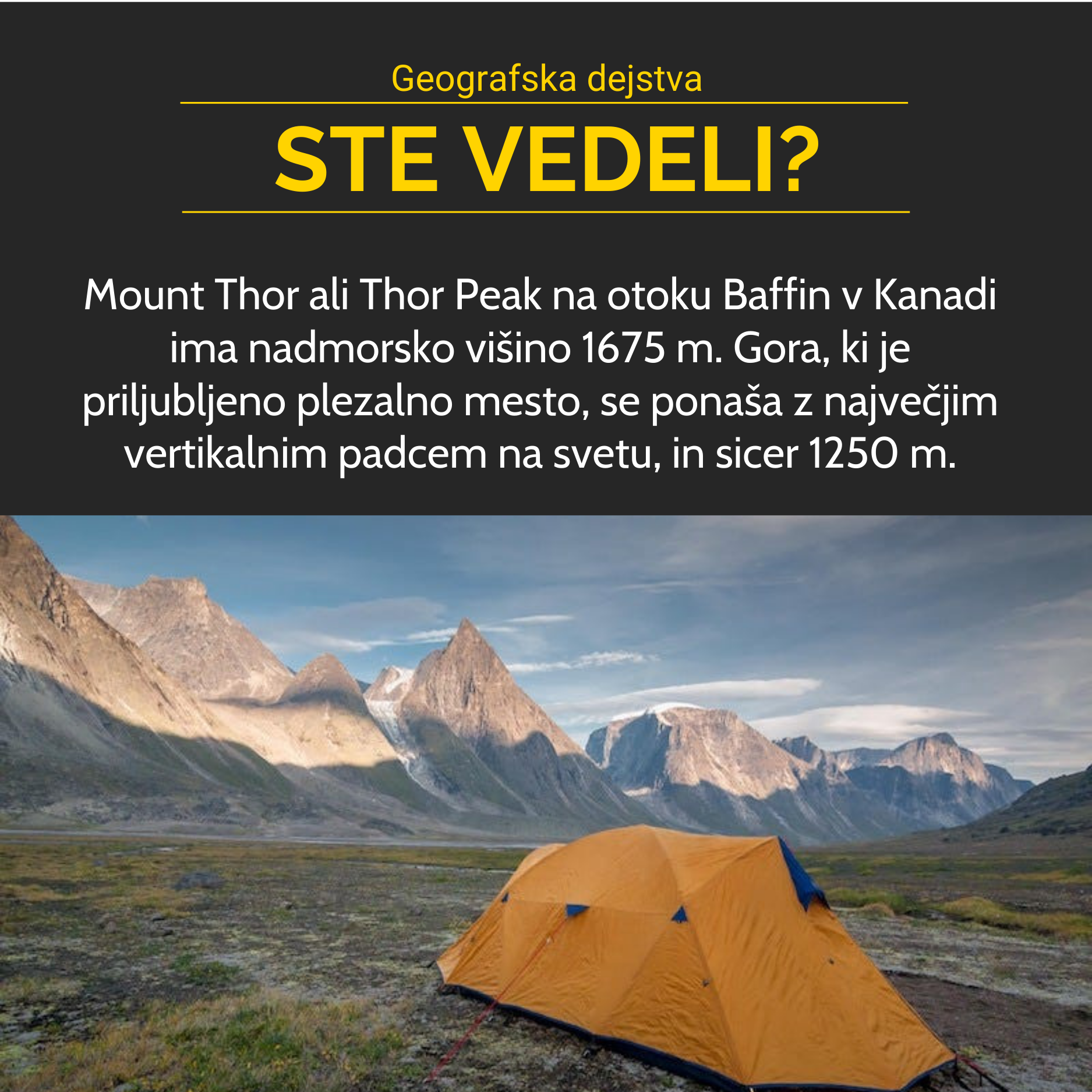 Mount Thor z največjim vertikalnim padcem