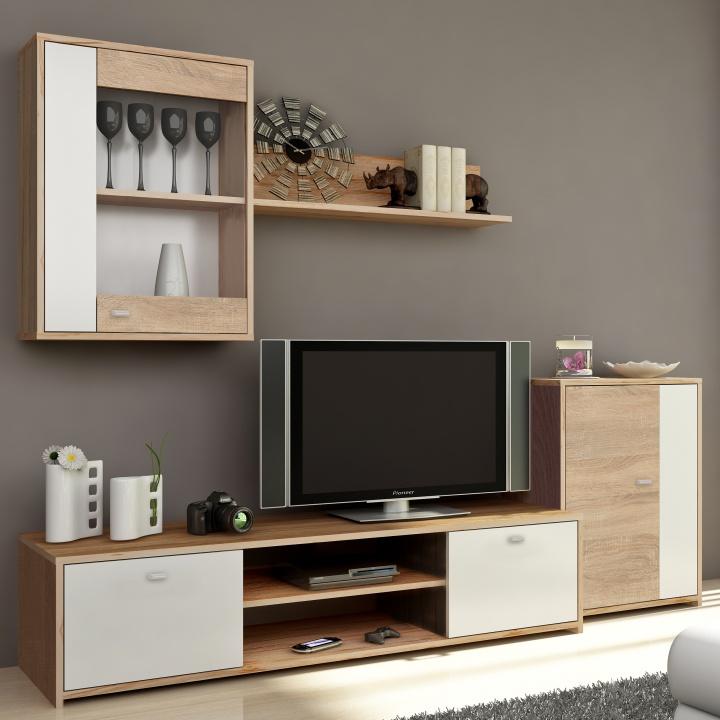 Flash Mobilă de living, stejar sonoma/albă, GENTA