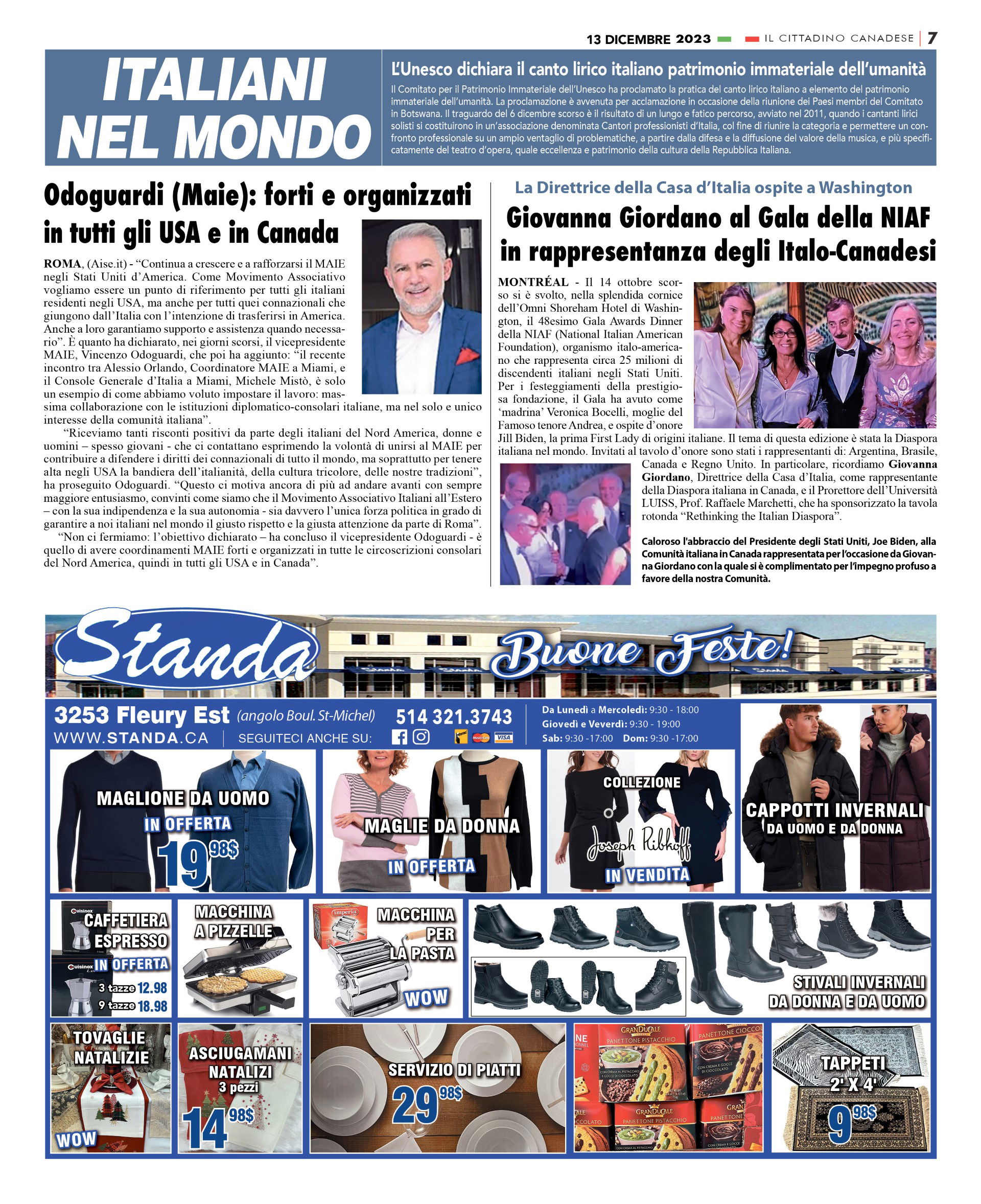 La Directrice de la Casa d'Italia malgré l'honneur du NIAF