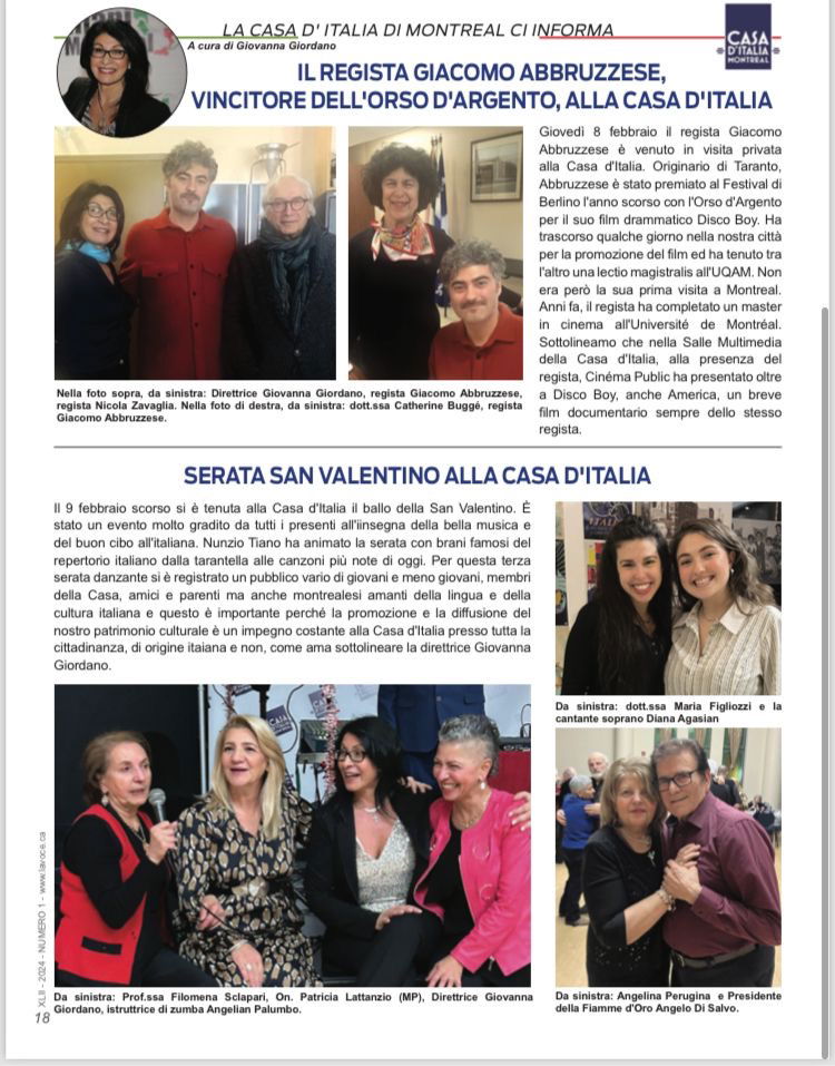 Une rencontre avec le Regista G.Abbruzzese et une magnifique serata de San Valentino