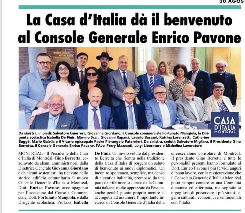 Benvenuto al Console Generale Enrico Pavone