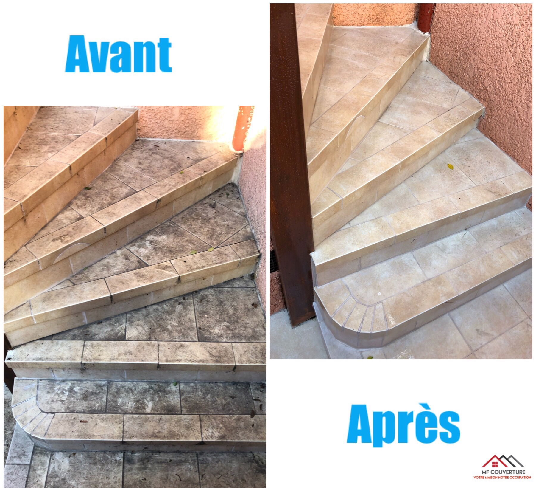 Nettoyage haute pression façade et escalier