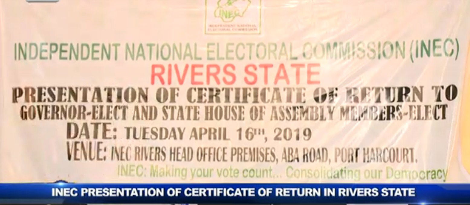INEC Presents Certificates Of Return To Wike, Lawmakers In Rivers (Photos)