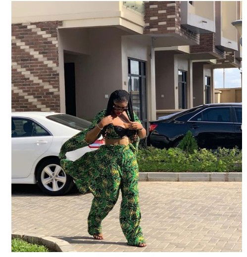 Angela Okorie stepped out in an outfit that put her cleavage on display.