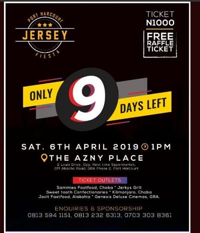 9 days to go Port Harcourt City. PH Jersey Fiesta