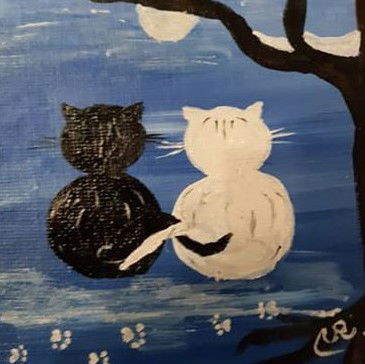 Katzen im Mondschein