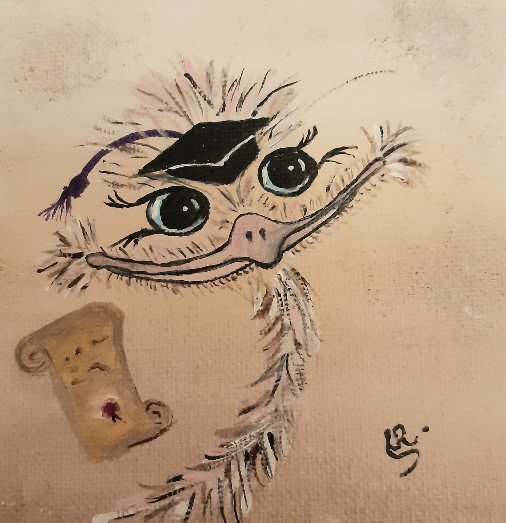 Vogel Strauß Charakter "Studiosi"