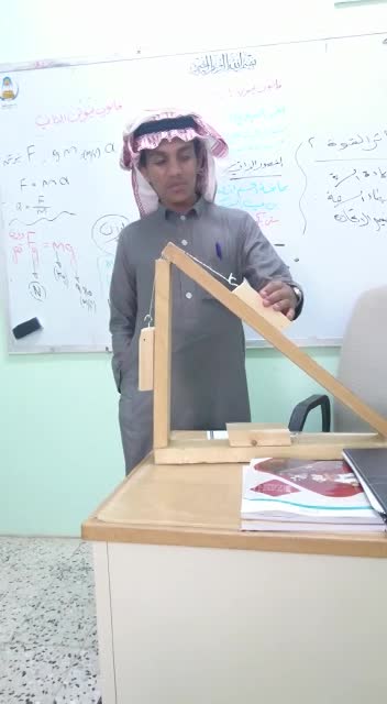 الاحتكاك الحركي على سطح مائل - ثانوية العدوين