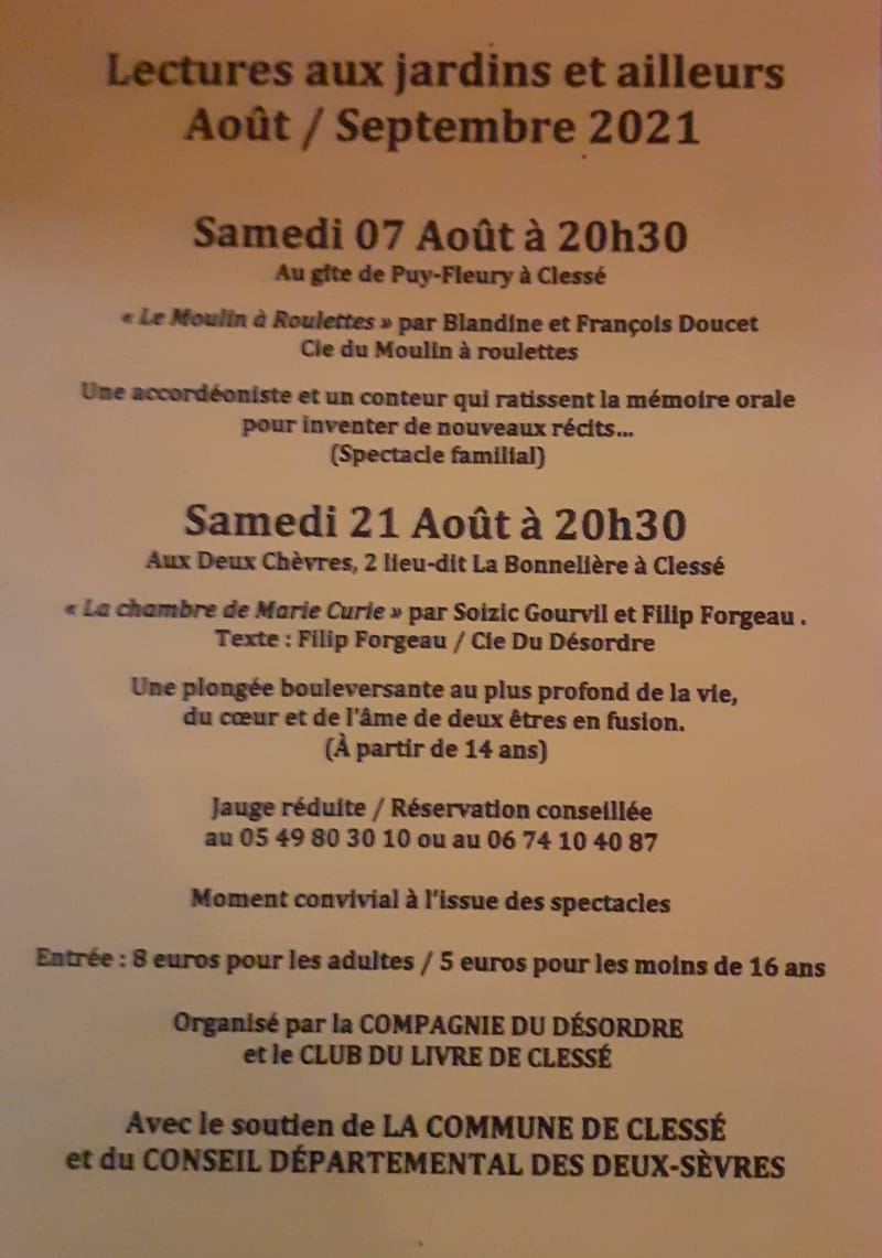 Programmation de la saison estivale 2021