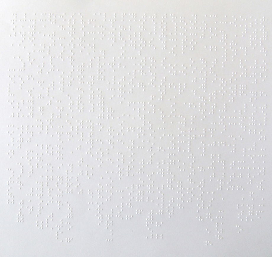 Whiteout (2009) Braille on paper.