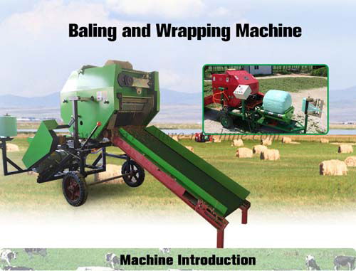 Semi-automatic silage straw baling and wrapping machine
