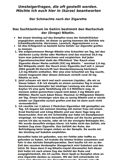 Die Schmacht nach der Zigarette