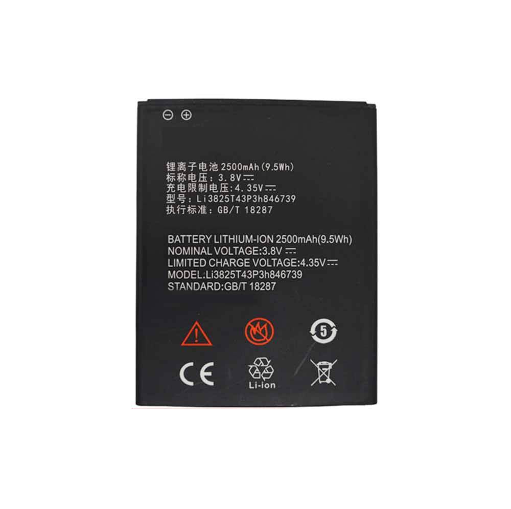 ZTE Q805T 2500mAh/9.5WH 3.8V/4.35V ZTE Li3825T43P3h846739 Batería