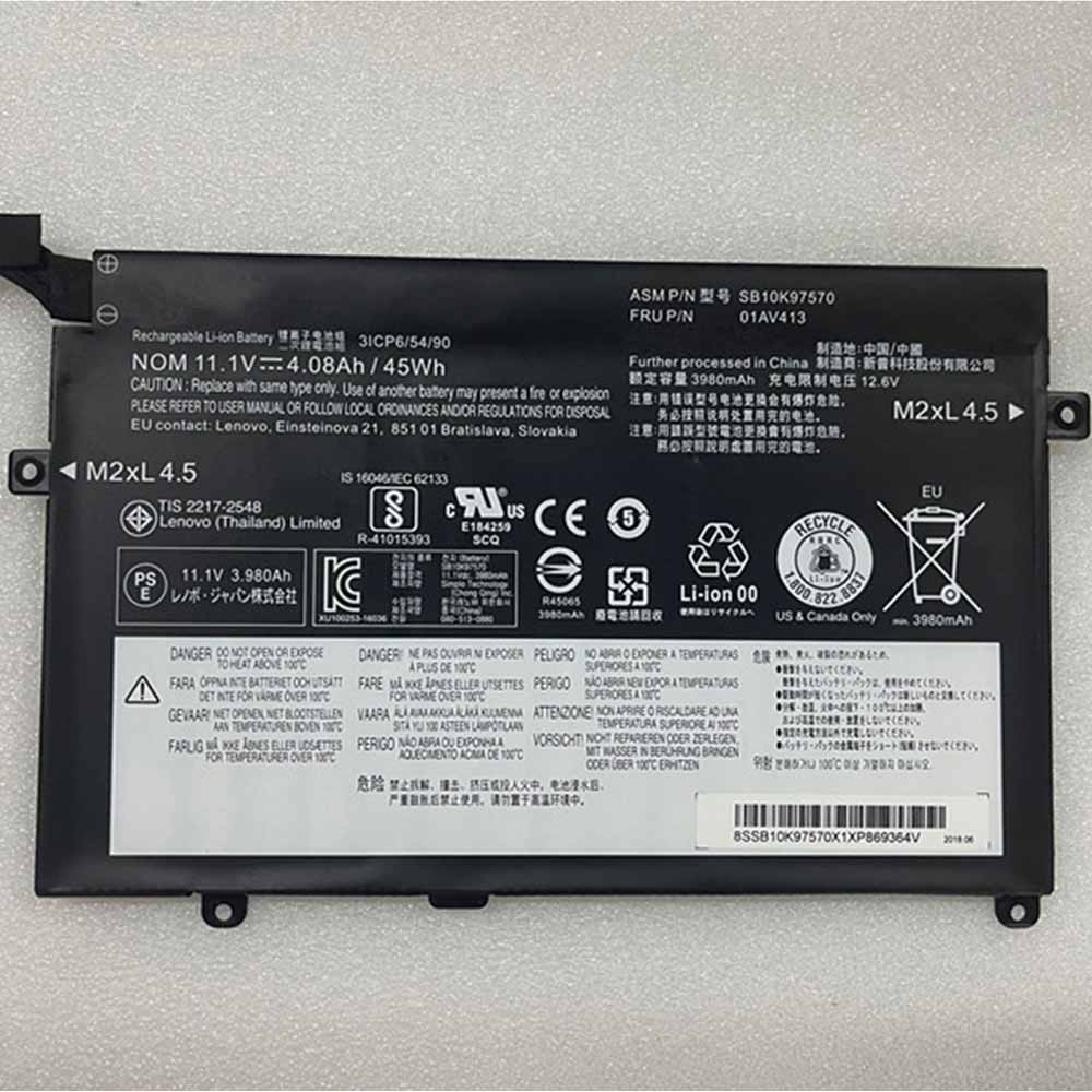 Lenovo 01AV413 11.1V 4.08Ah - 01AV413 Batería para Lenovo Thinkpad E470 E470C E475