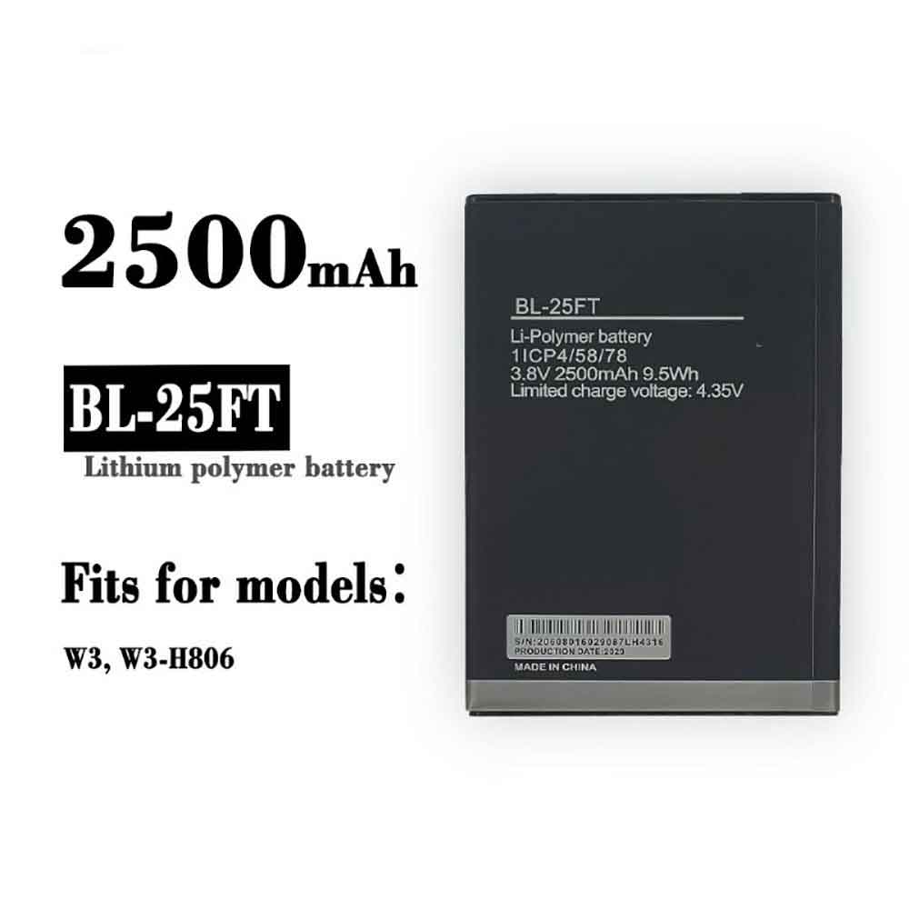 2500mAh/9.5WH Batería BL-25FT para Tecno W3 W3-H806