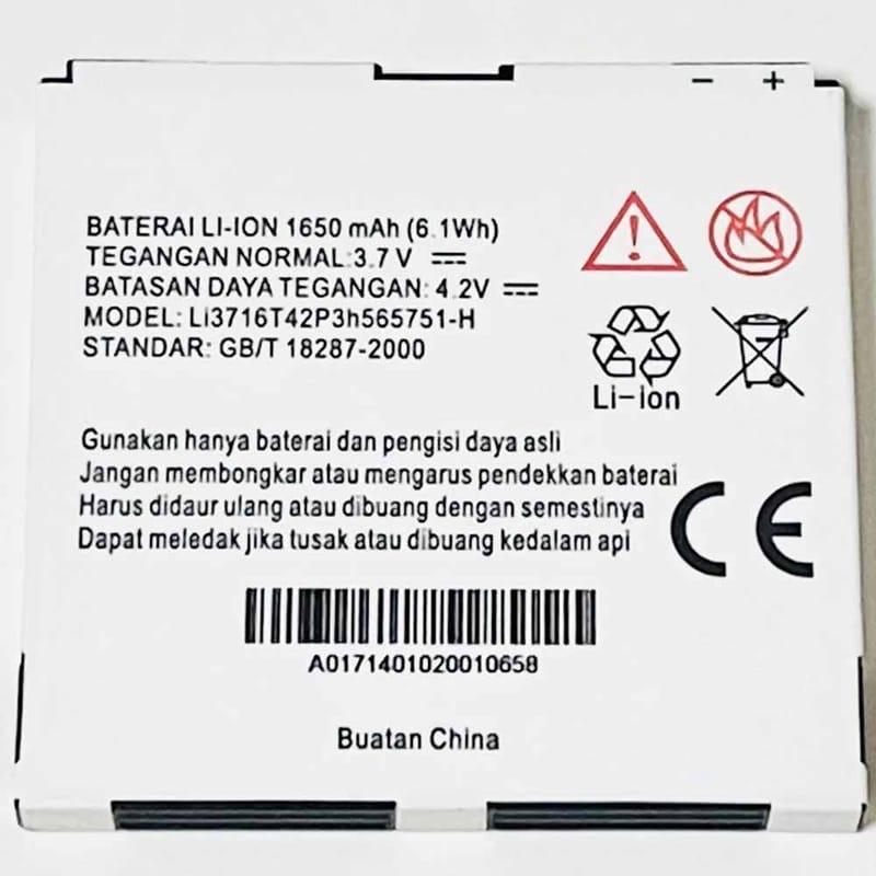 ZTE N860 V889D N880E U885 1650mAh/6.1WH 3.7V/4.2V ZTE Li3716T42P3h565751-H Batería