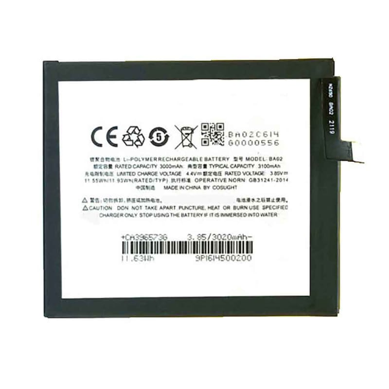 Meizu BA02 3100mAh - BA02 Batería para Meizu M3e A680