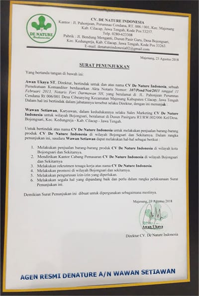Nomor Telepon Pemesanan TVS denature Indonesia yang Asli