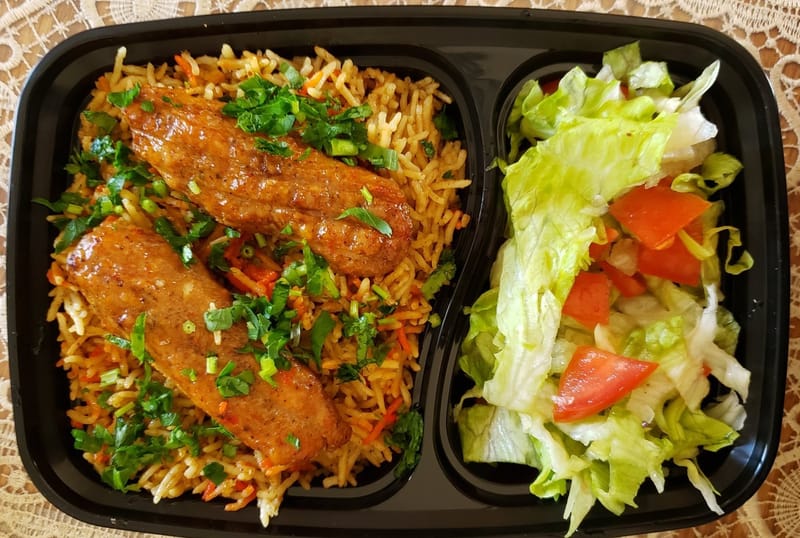 Chicken Kebab Biryani with Fattoush