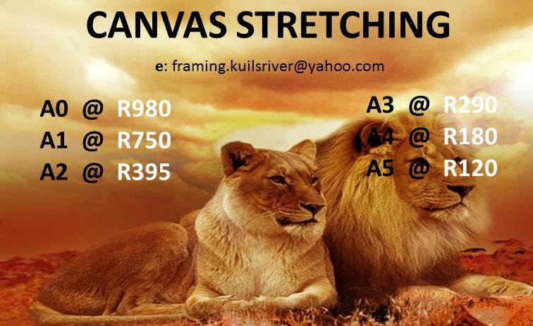 Canvas Stretching and Printing of Images on Canvas available.