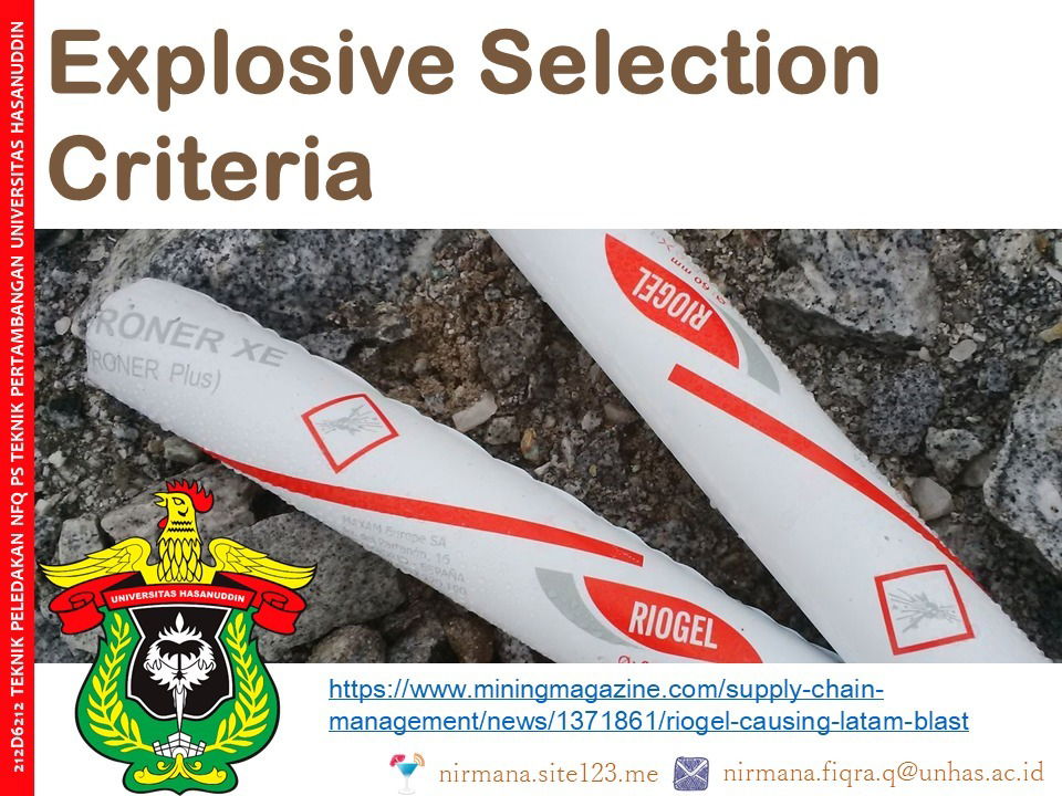 Explosive Selection Criteria