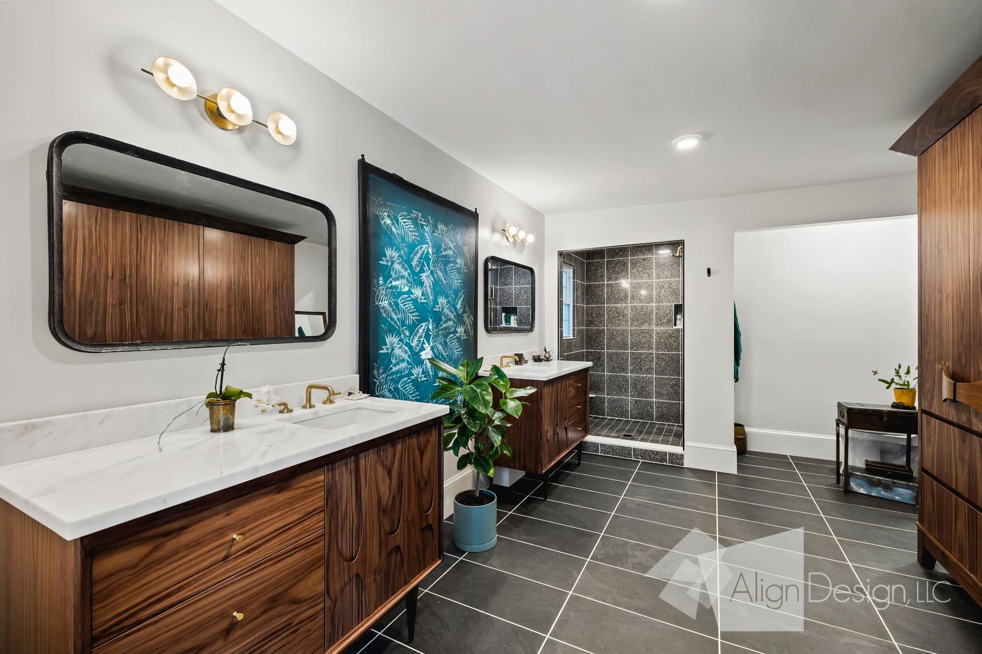 Stunning mid century inspired Asheville bathroom renovation