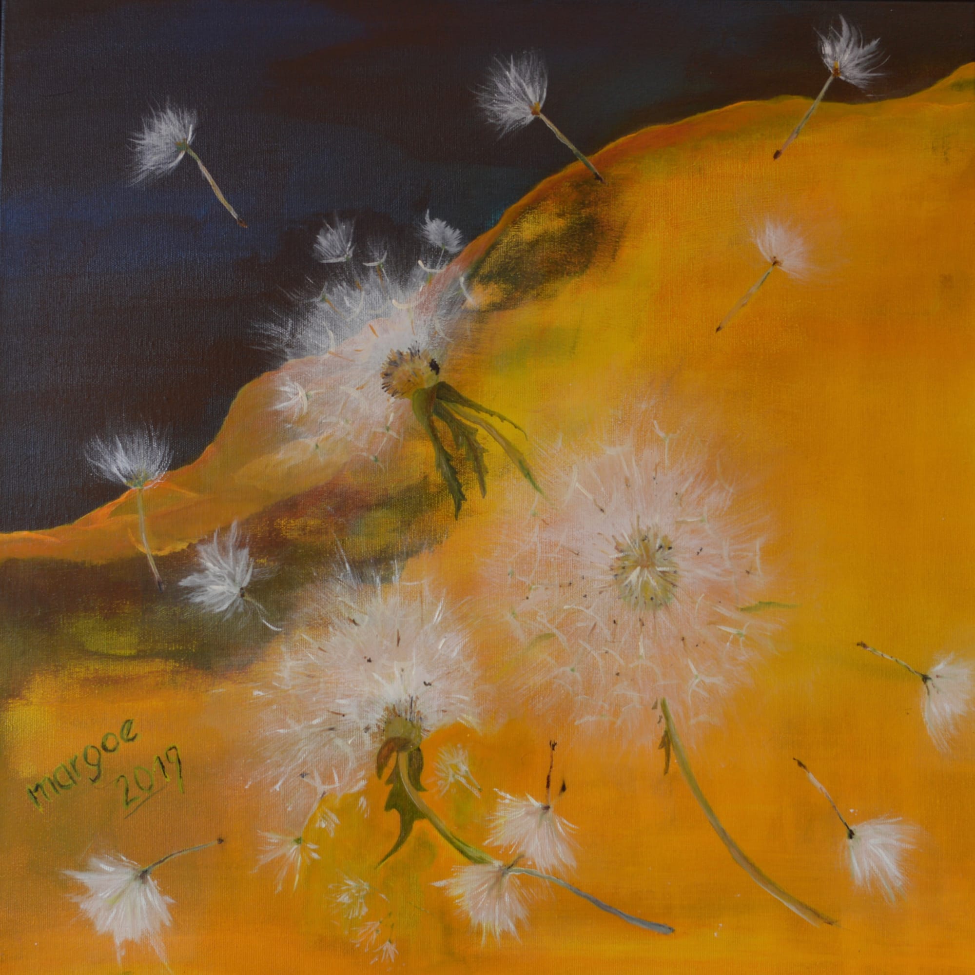 Pusteblume, 60 x 60 cm Acryl/Öl - Mischtechnik auf Leinwand, (2019)