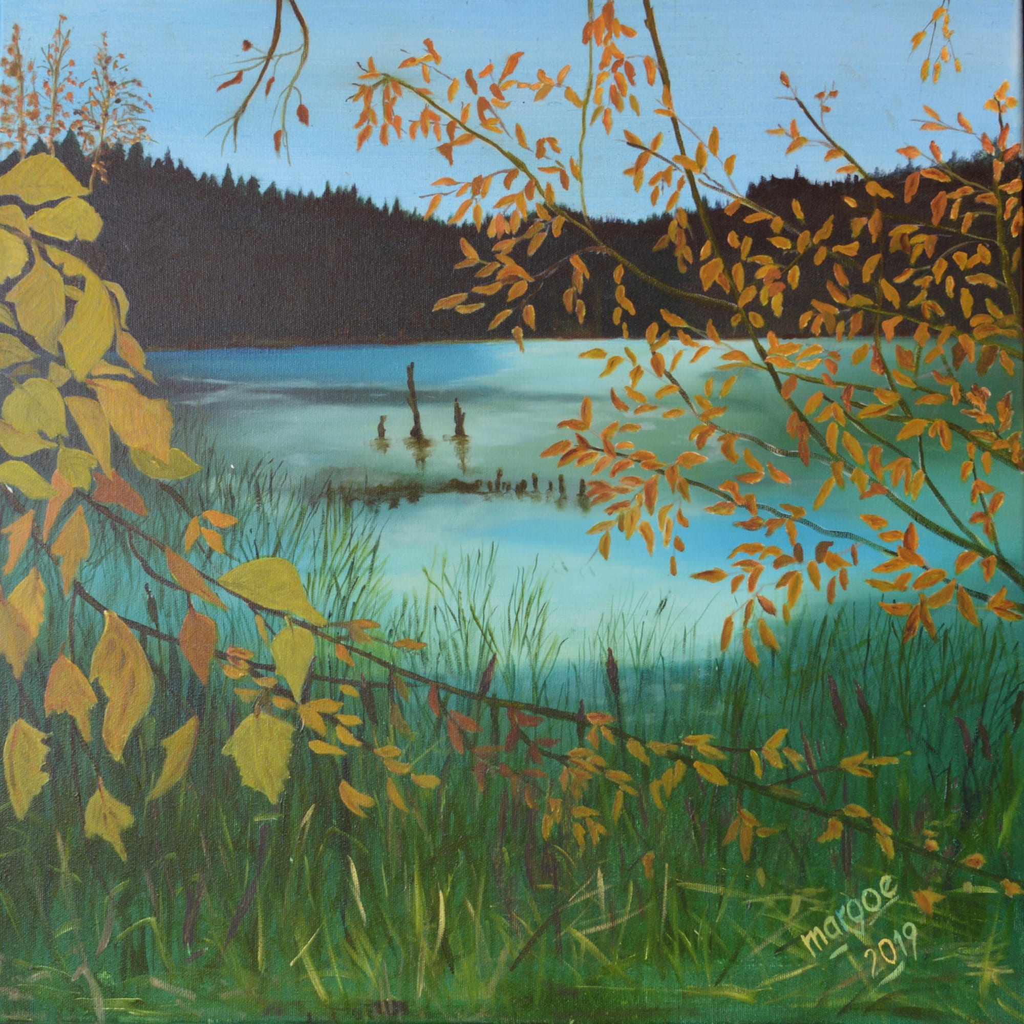 Nationalpark Carpin "Indian Summer", 60 x 60 cm Acryl/Öl - Mischtechnik auf Leinwand, (2019)