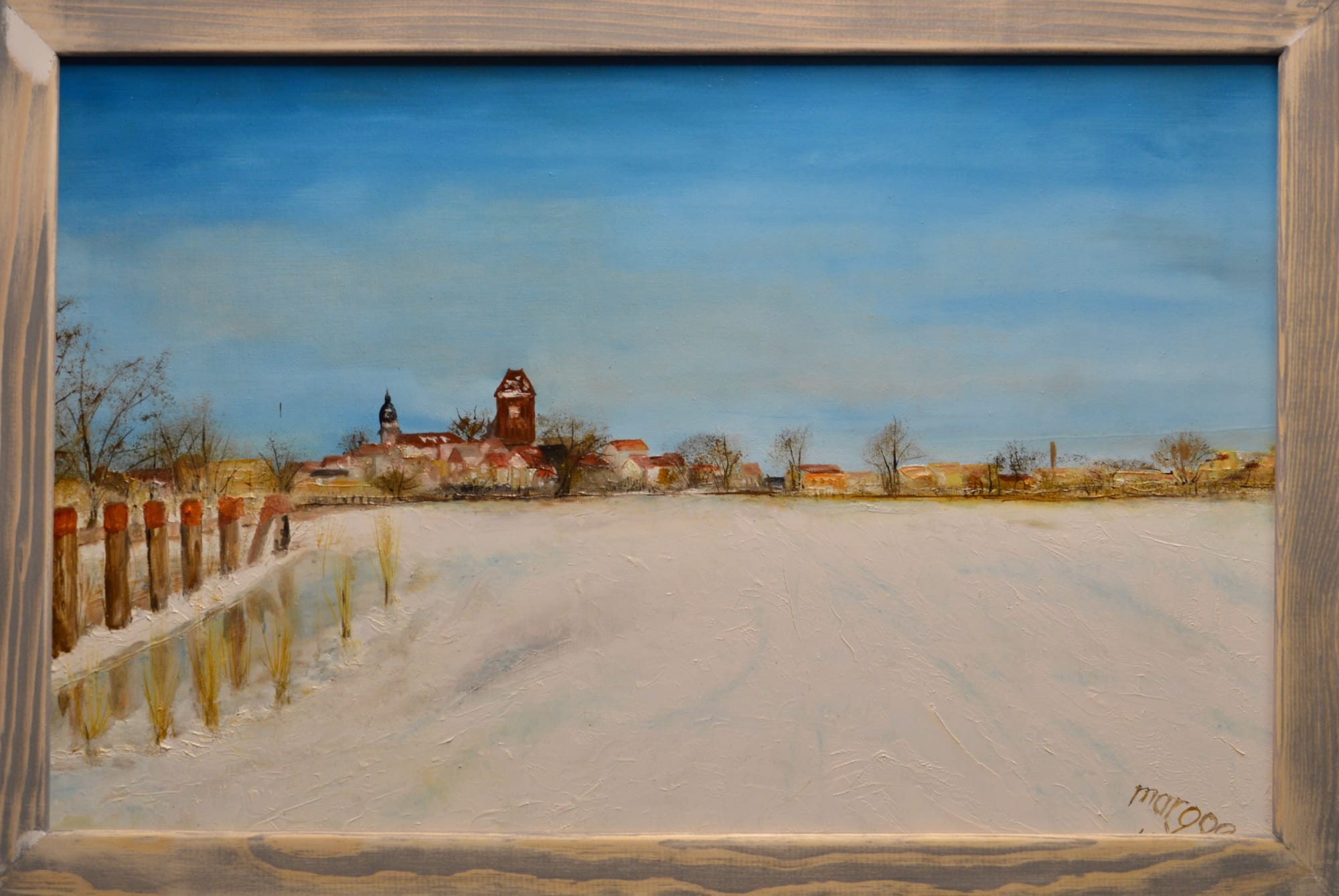 Eis auf der Binnenmüritz, Öl auf Leinwand (40x60)