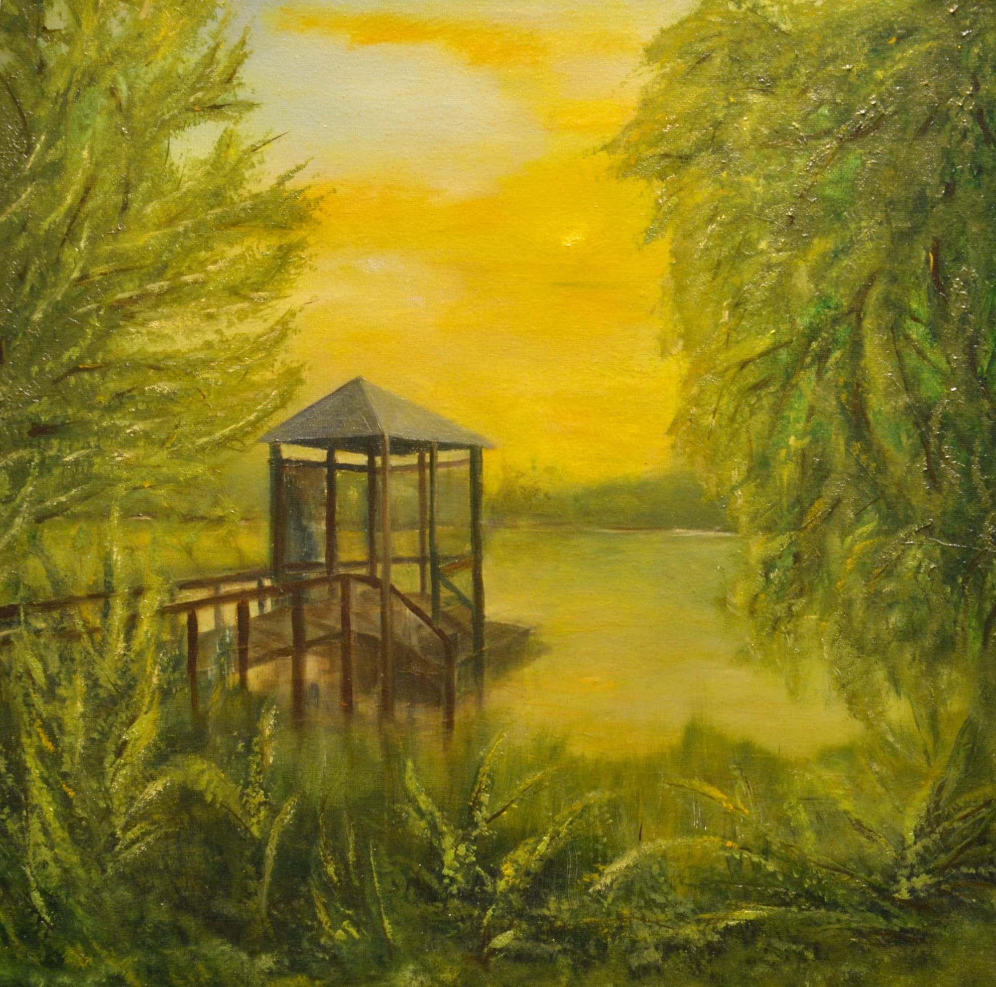 Pavillon am Tiefwarensee, Öl auf Leinwand (50x50)