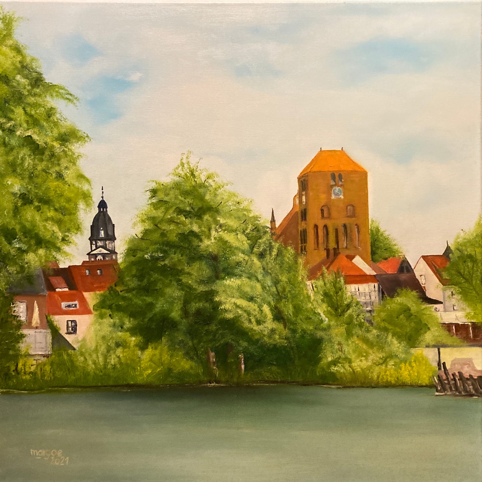 Perle an der Müritz  - Waren, Öl auf Leinwand (70x70)