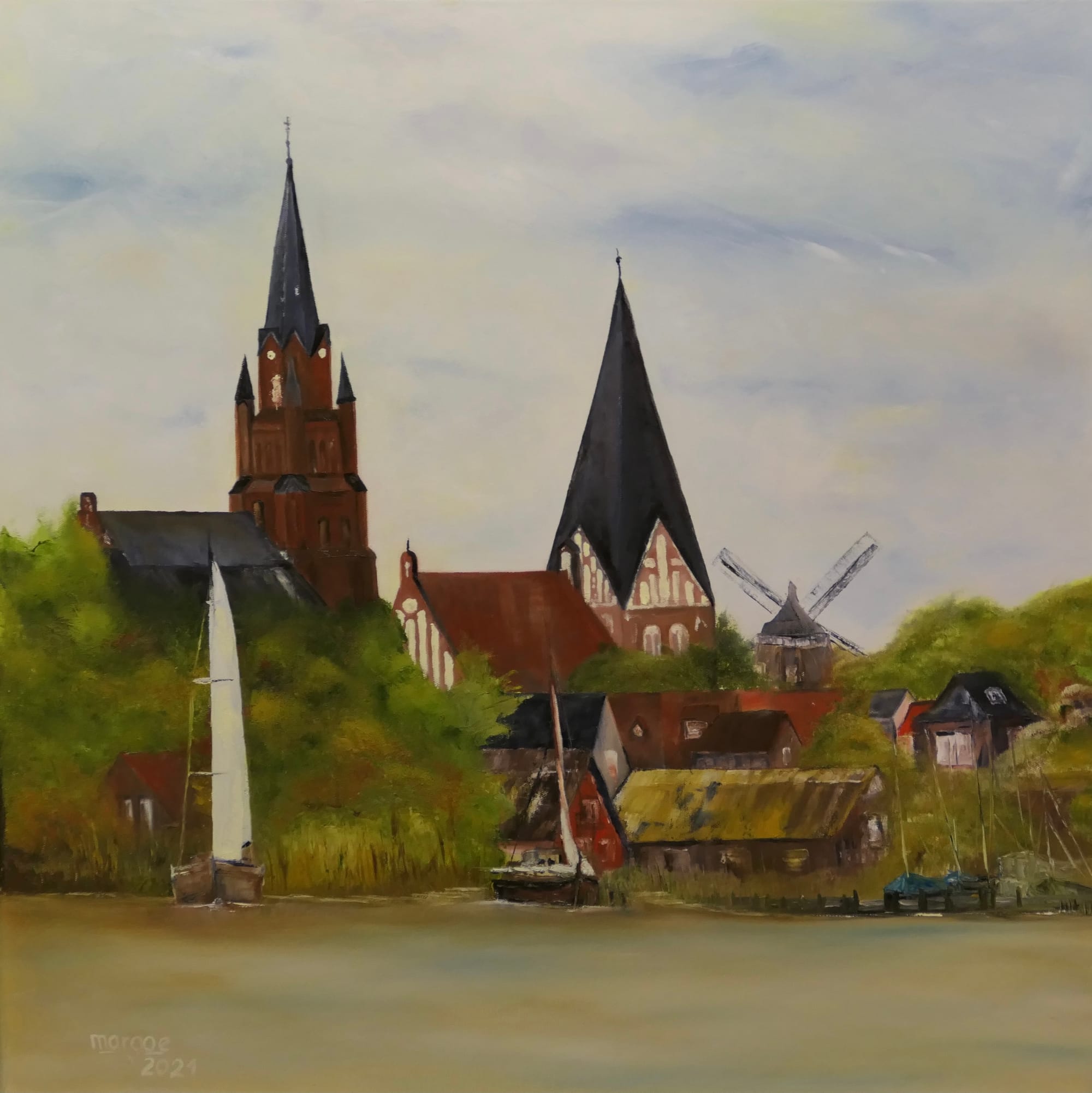 Perle an der Müritz - Röbel, Öl auf Leinwand (70x70)