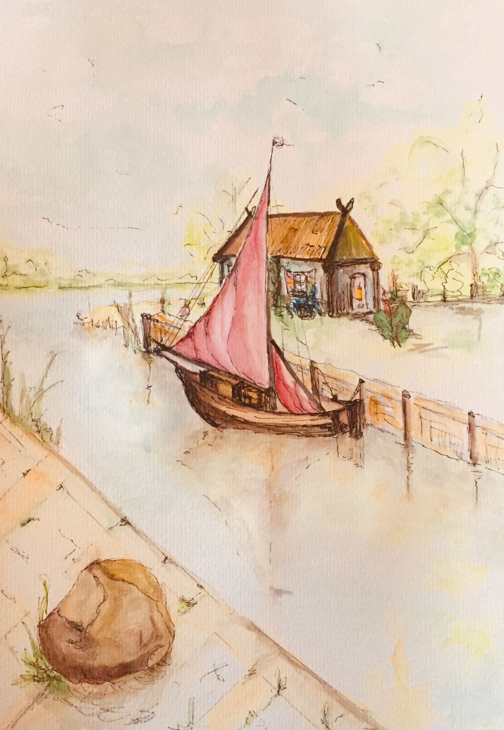 Wieck am Hafen, Aquarell (21x29,5)