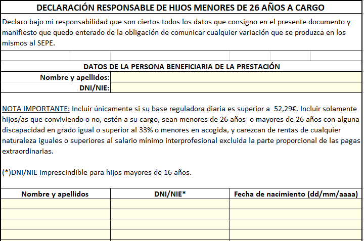 COMPLEMENTOS POR HIJO A CARGO PARA BENEFICIARIOS ERTE