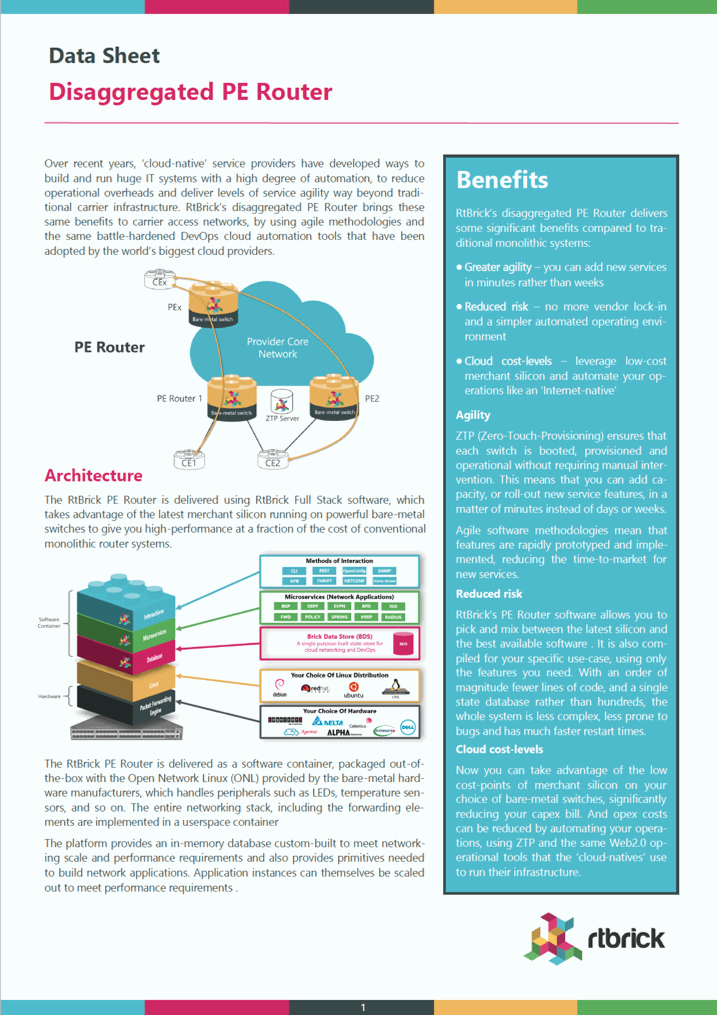 PE Router Software Data Sheet