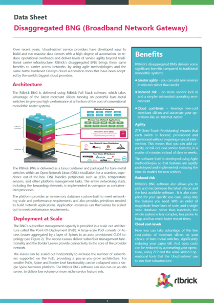 Open BNG Software Data Sheet