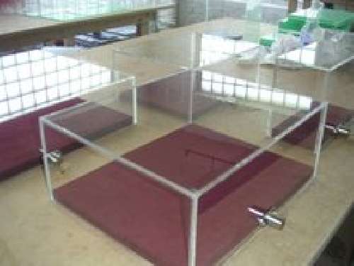 Acrylic security box with suede base