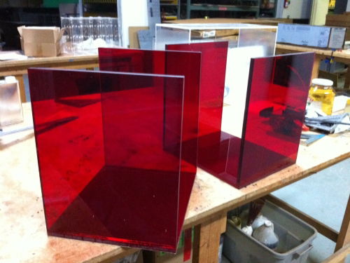 Colored acrylic coffee table