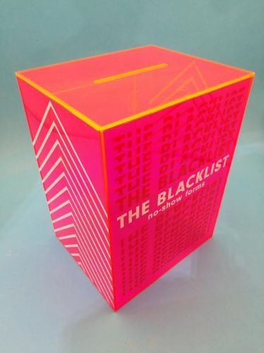 Fluorescent Acrylic Box with Slot and Silk Screen Print Logo