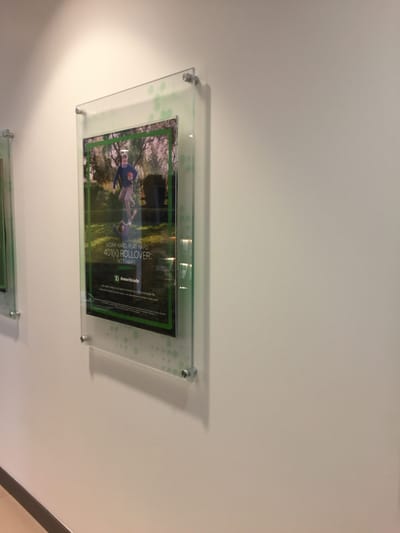 Wall Mounted Plexiglass Frame w/ Steel Wall Plugs and UV Printing