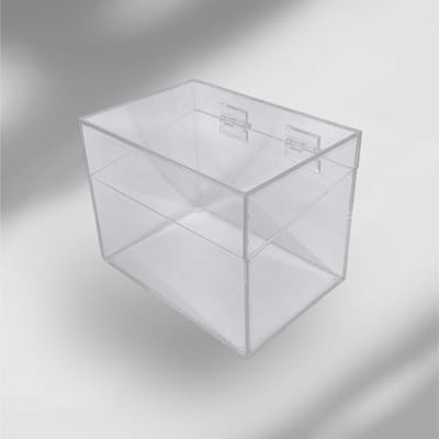 Clear Acrylic Storage Bin W/ Slanted Hinged Lid