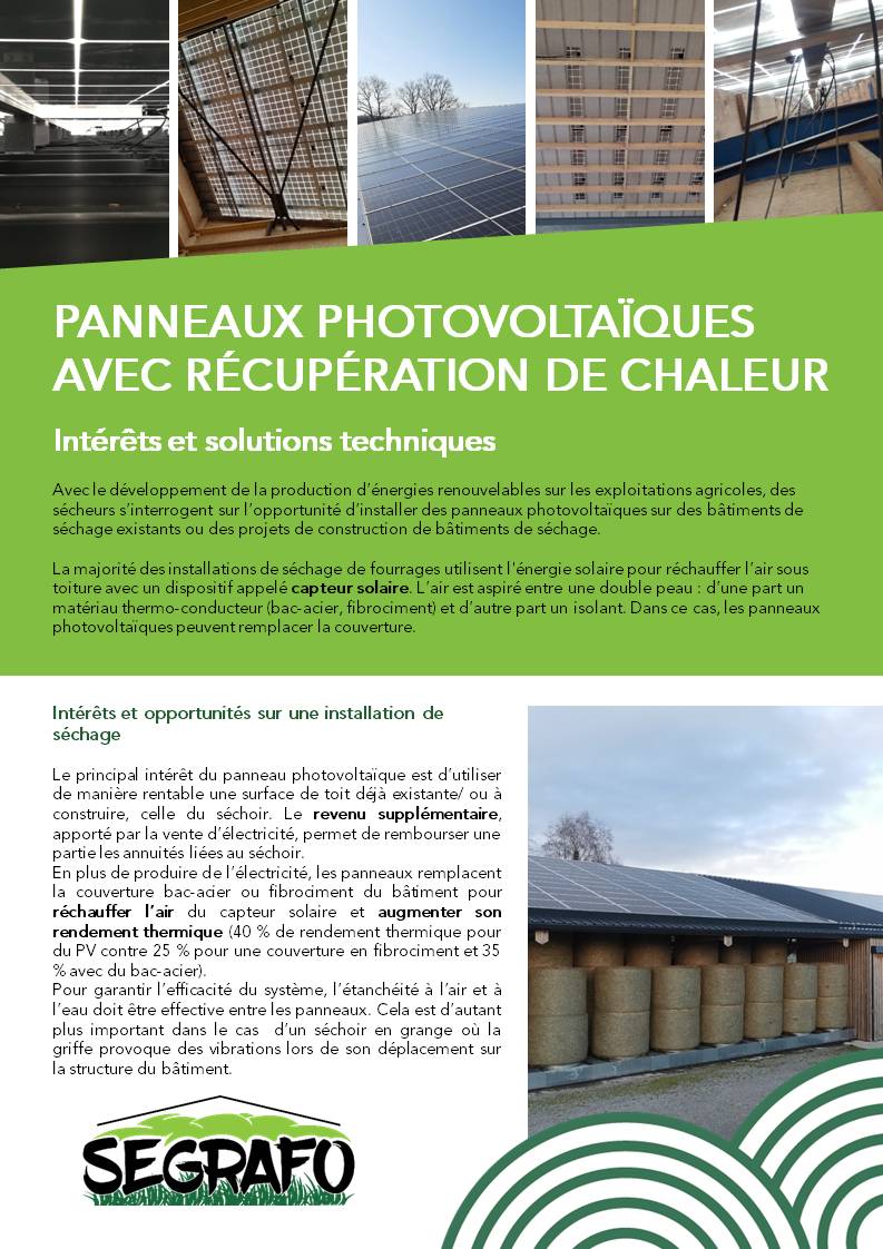 Panneaux photovoltaïques avec récupération de la chaleur