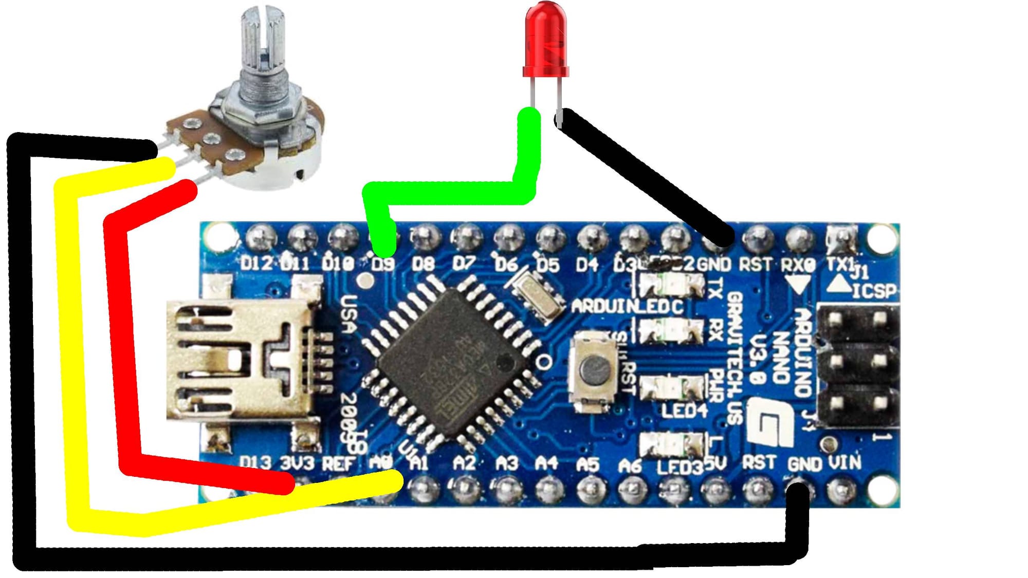 Arduino led e potenziometro encoder