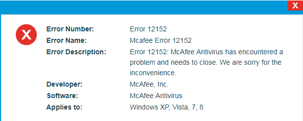 How to Solve McAfee Error 12152 in Windows?