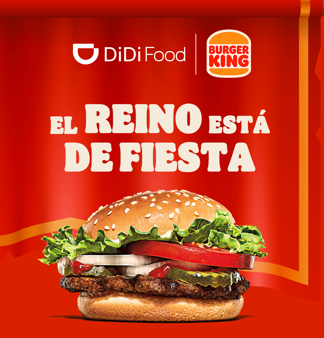 ¡El reino está de fiesta! Burger King llega a todo el país con más de 340 sucursales disponibles en DiDi Food