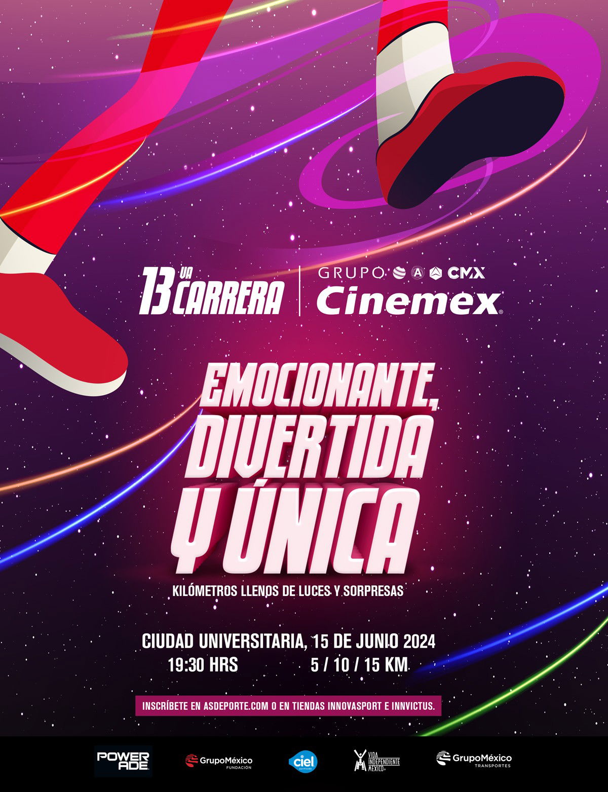 ¡LA 13a edición de la Carrera Grupo Cinemex llega el próximo 15 de junio!