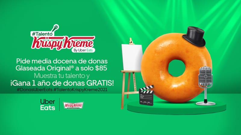 ¿Te Gustaria Ganar Un Año De Donas Gratis? Unete Al Reto Talento Krispy Kreme Con Uber Eats