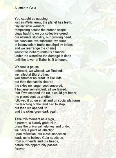A letter to Gaia