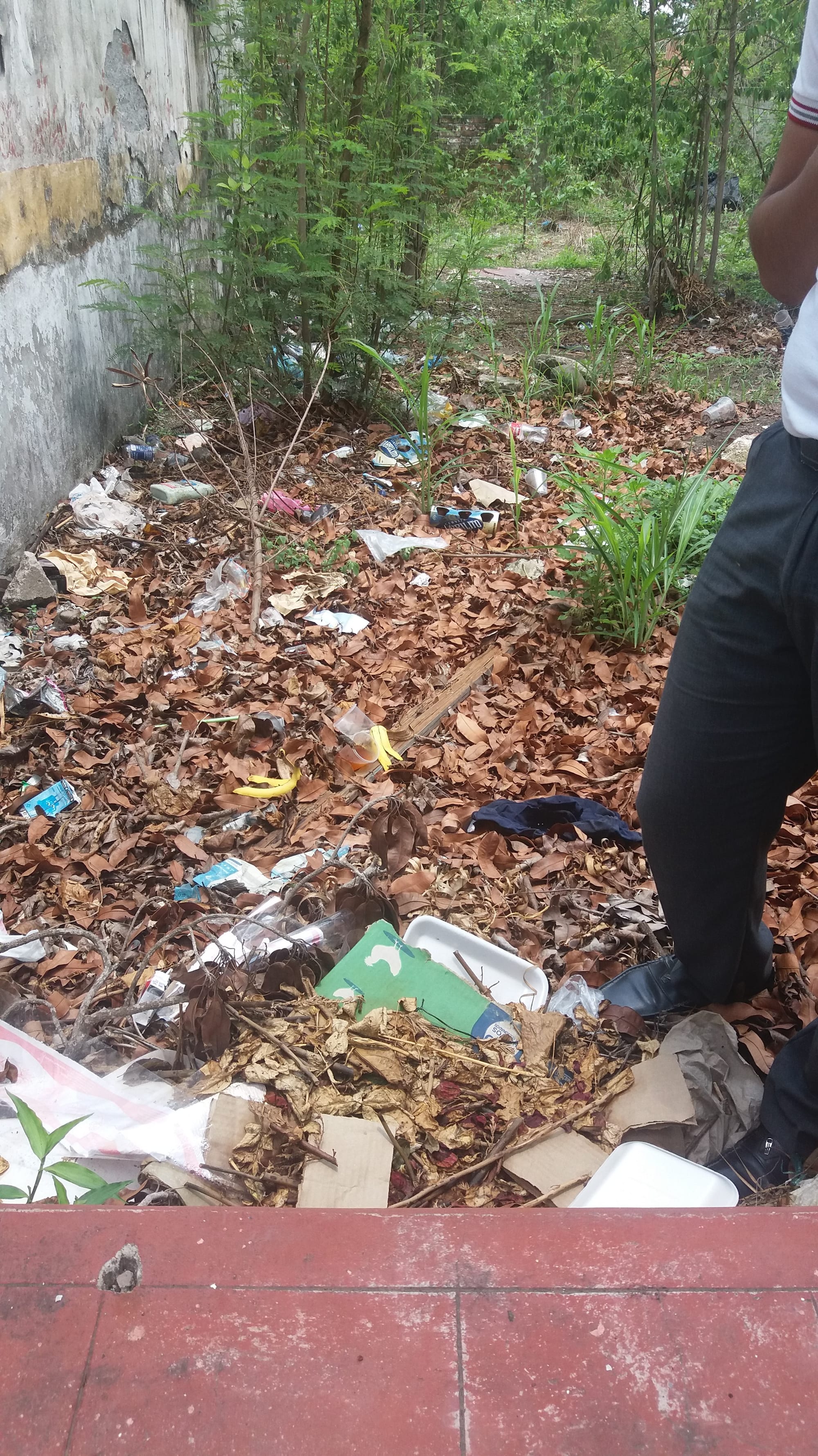 Basura acumulada en lote baldío